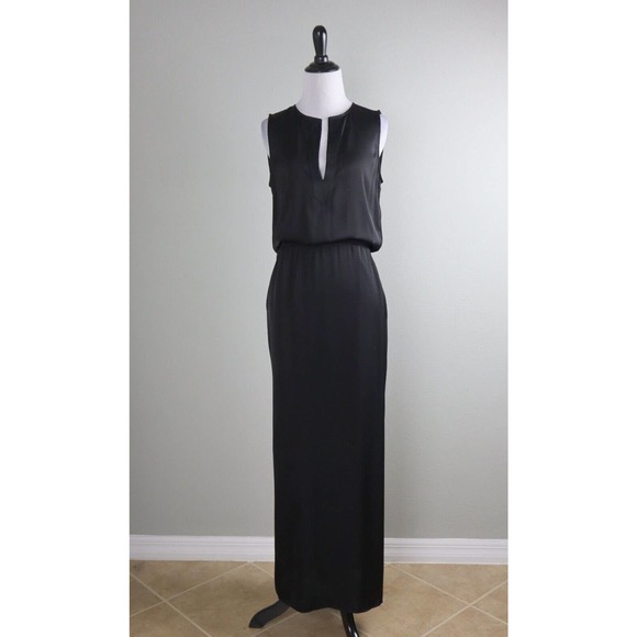 BCBG MAX AZRIA NWT $228 Alexis Solid Black Satin Blouson Maxi Dress Size XS - Picture 1 of 6